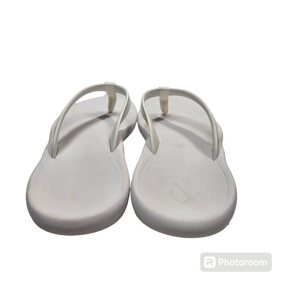OluKai Kāpehe White on White Thong Sandals Flip Flops Size W 11 - Picture 8 of 11